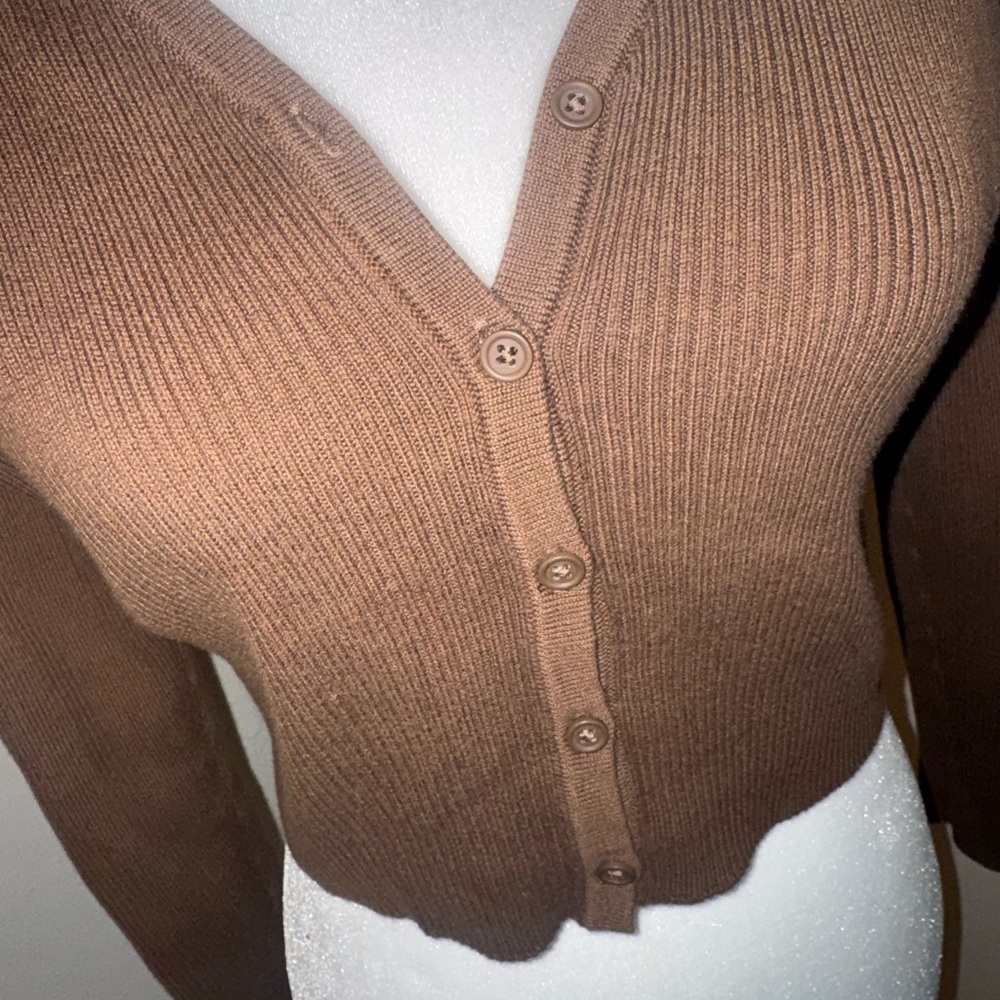 Brandy Melville Chocolate Button-Up Cardigan - Picture 4 of 6